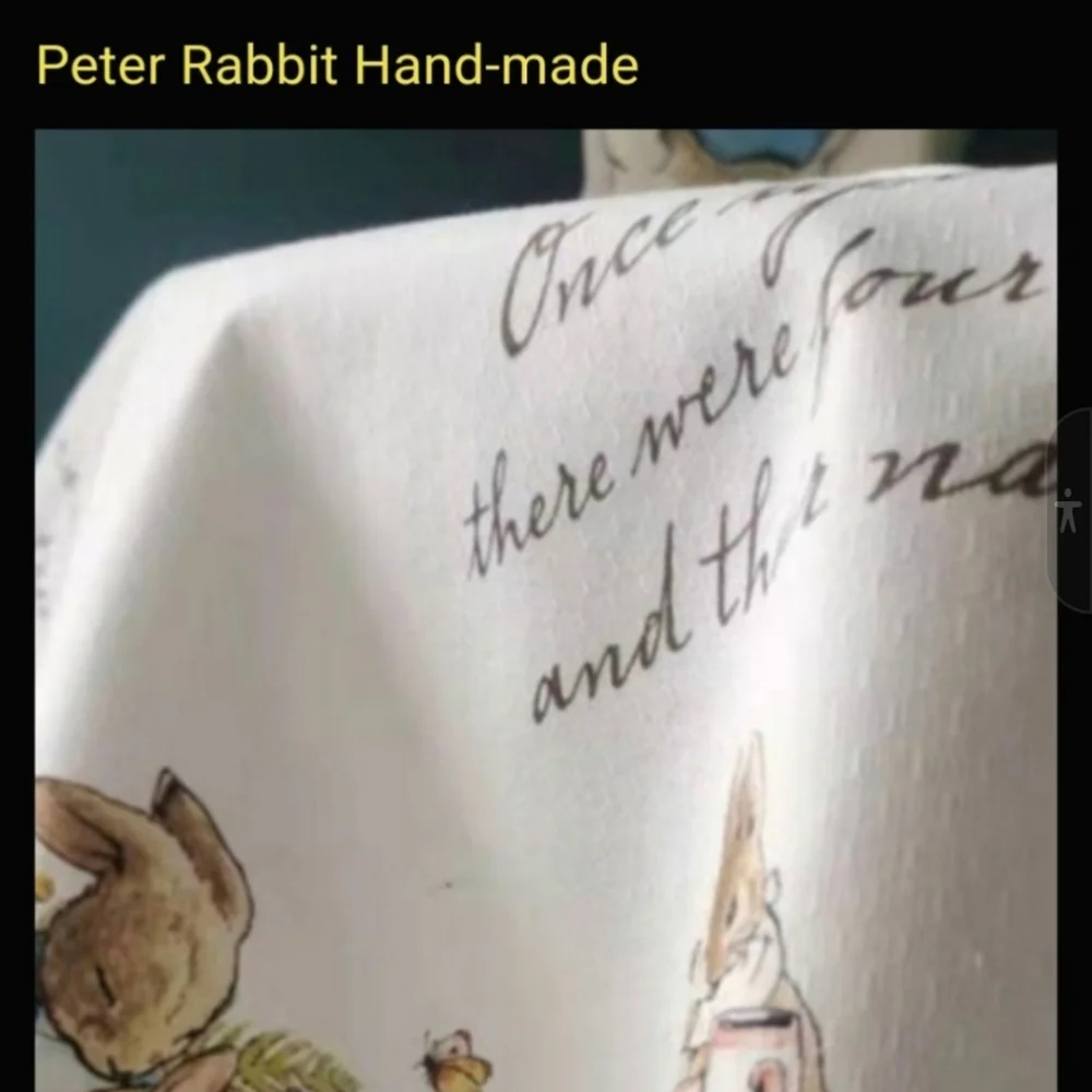 Beatrix Potter Garden tablecloth 100% Cotton Peter Rabbit handmade Linen